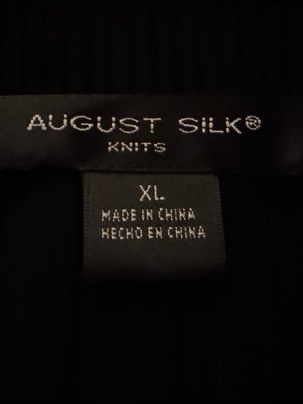 august silk Sweater 54% Silk Black Ribbed V-Neck Sweater Size - XL - Picture 7 of 14